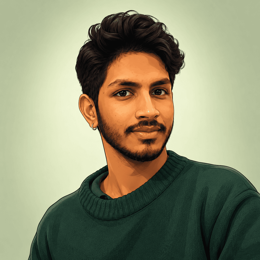 Hiruna Samadith cartoon avatar in a square portfolio visual