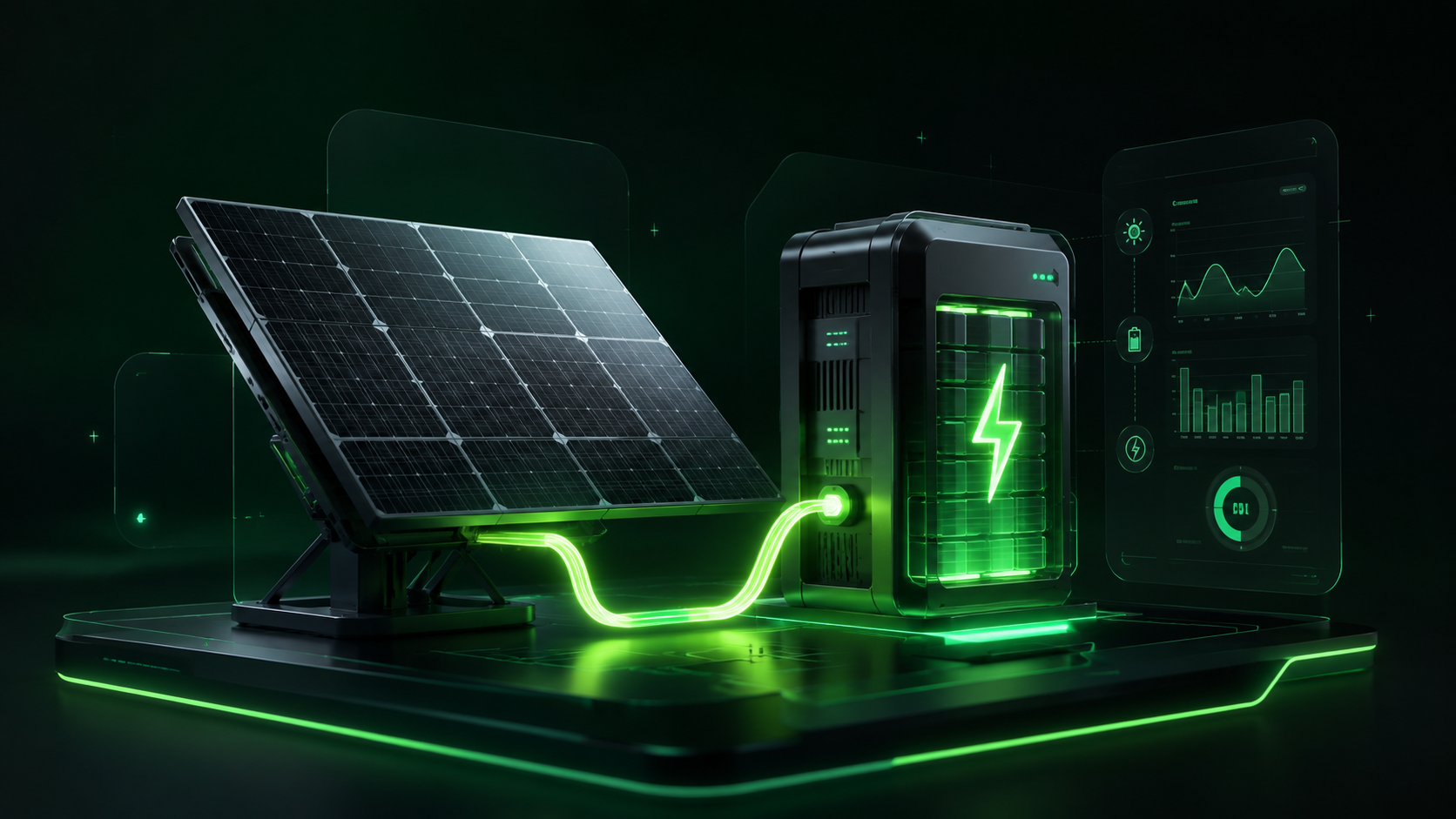 3D solar panels and energy storage system dashboard